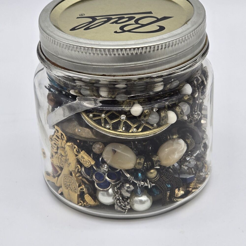 Vintage and Modern Costume Jewelry Kerr Pint Mason Jar Full - Picture 4 of 4